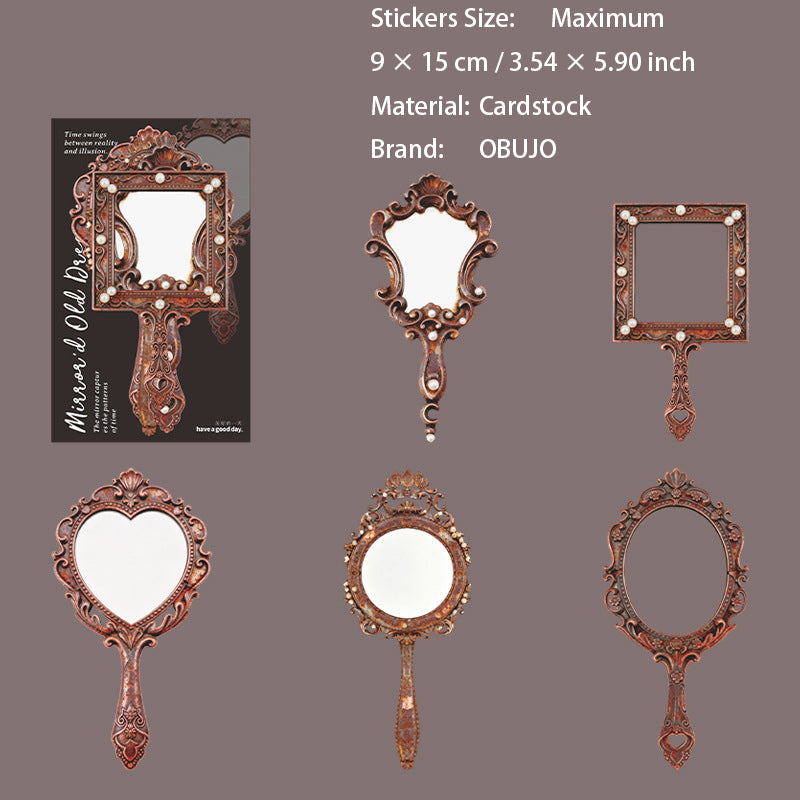 10 Pcs Vintage Mirror Jthemed Cardstock Stickers JMXL