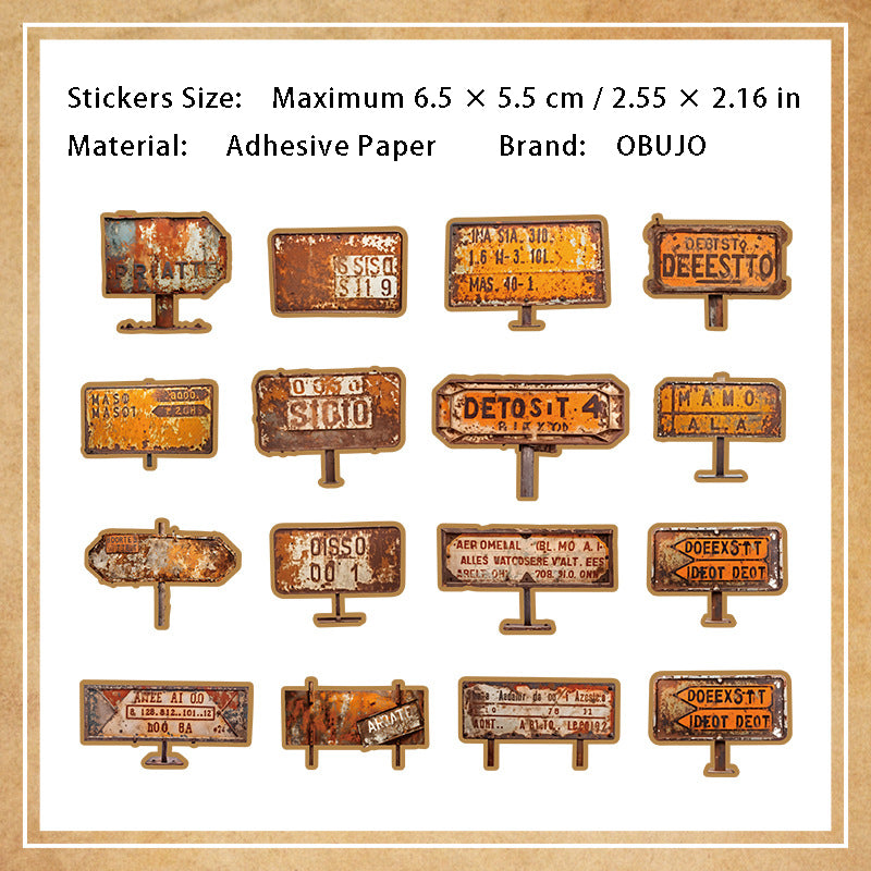 16 Pcs Vintage Object Stickers JSQM