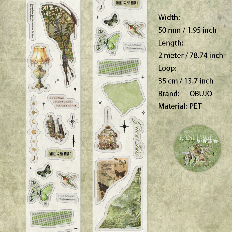 1 Roll Vintage Junk Journal Stickers Tape PTWY