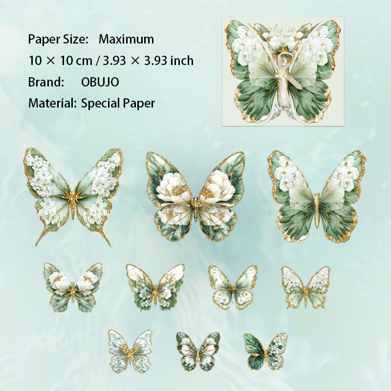 10 Pcs Gold Foil Butterfly Stickers SZD