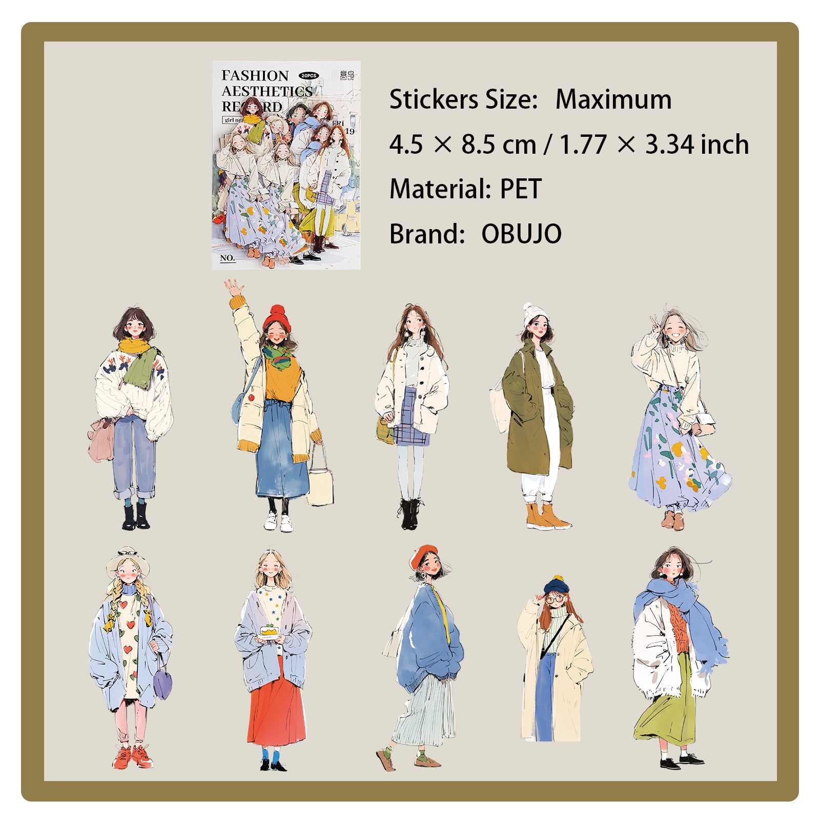 20 Pcs Urban Girl Boy PET Stickers CDMXL