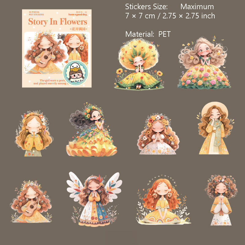 10 Pcs Cartoon Girl PET Stickers HCZGS
