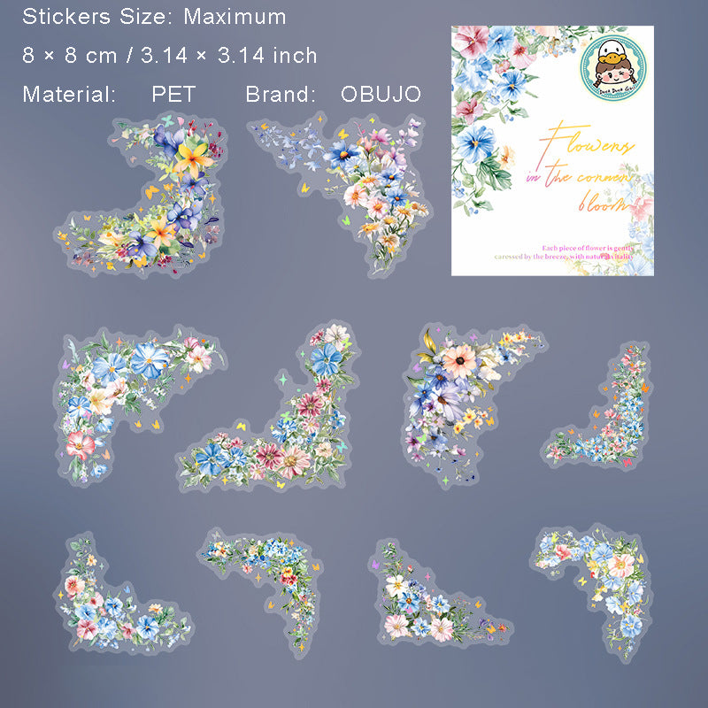 10 Pcs Floral Coener PET Stickers YJHK