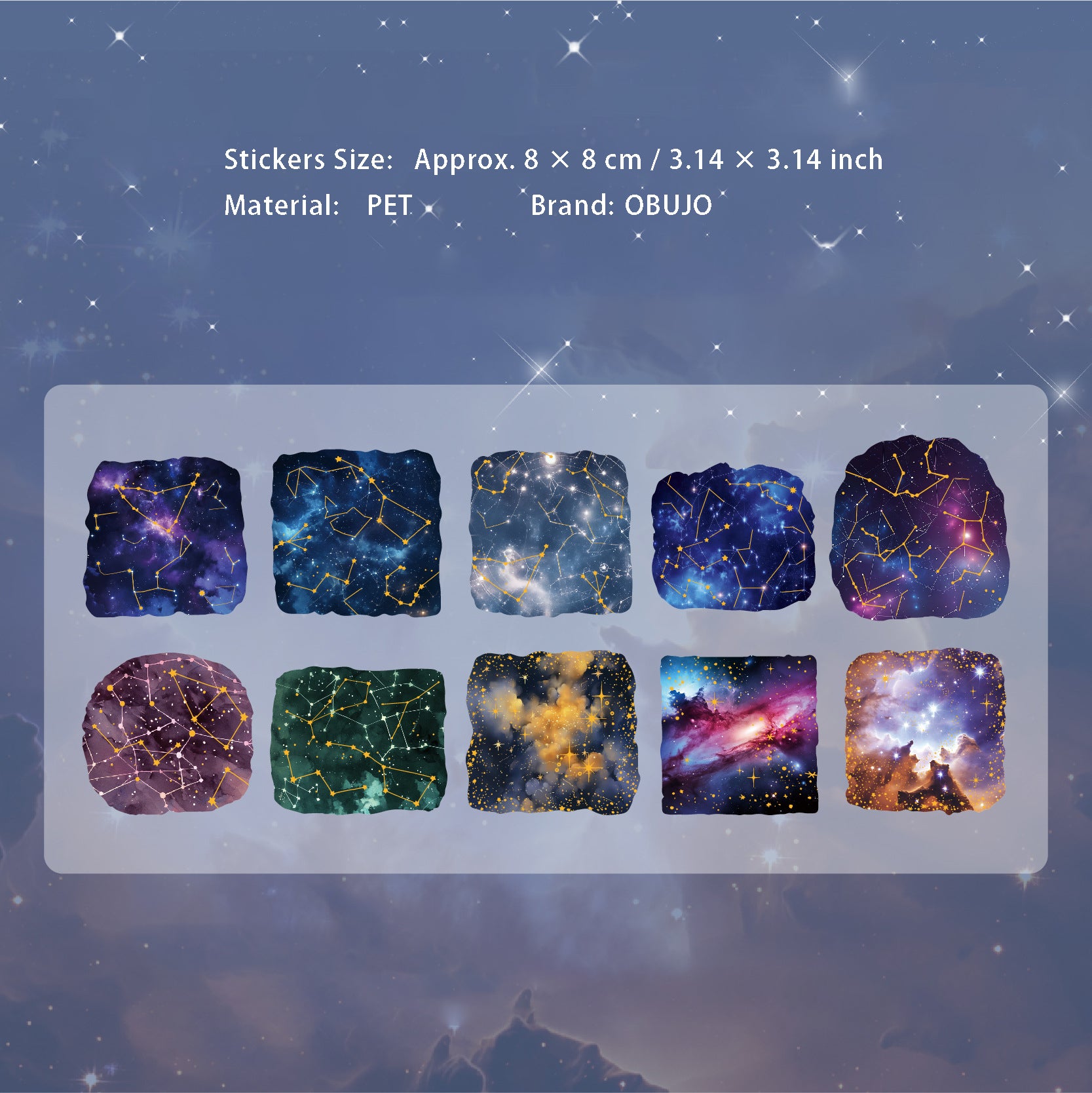 10 Pcs Gold Foil Galaxy PET Stickers CNXK