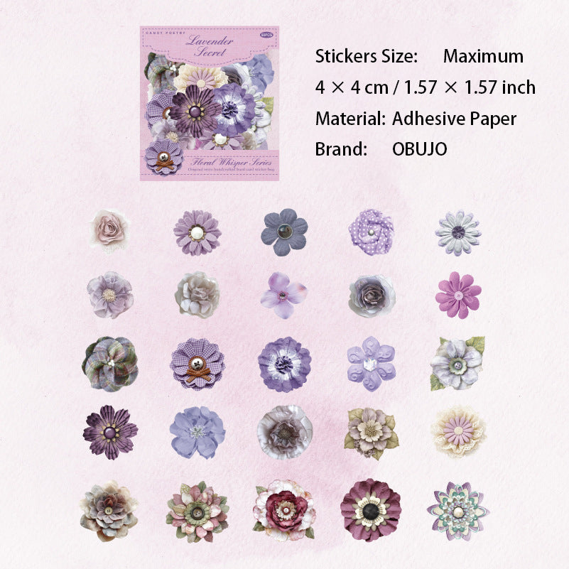 50 Pcs Vintage Flower Stickers JYHX