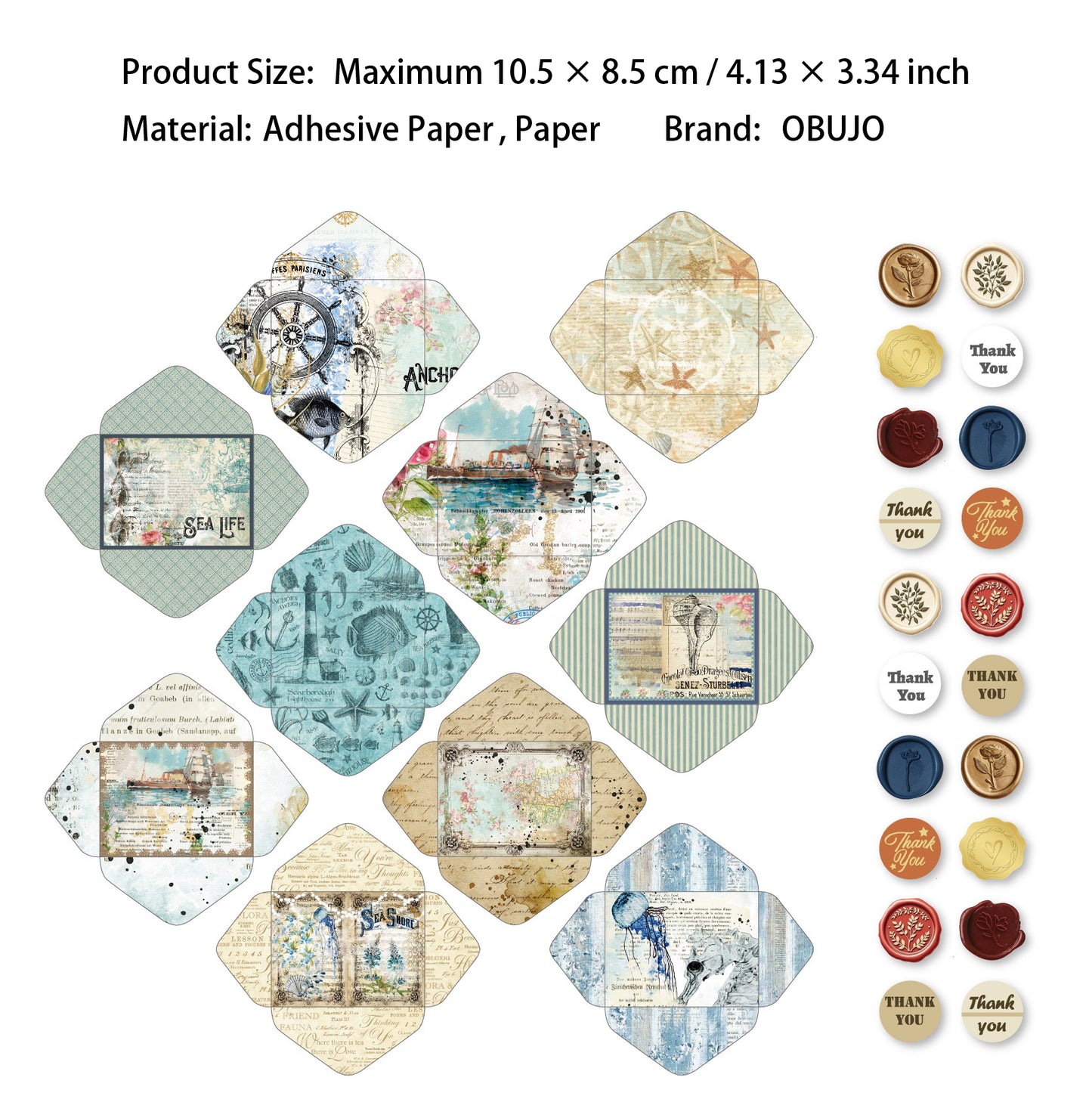 40 Pcs Floral Envelope and Wax Seal Stickers XFZY