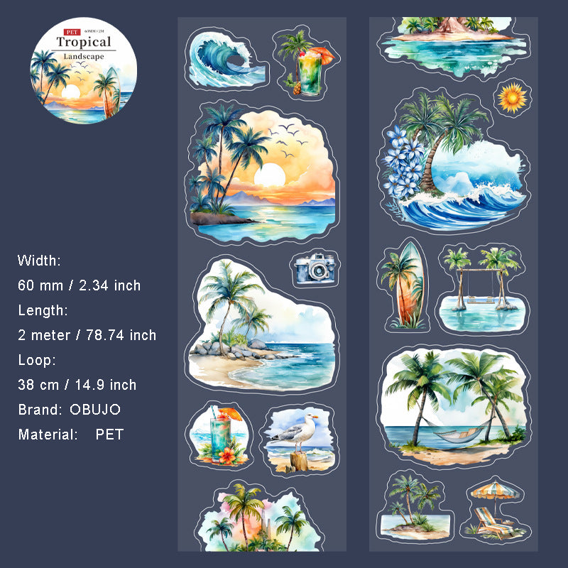 1 Roll Wildland Landscape PET Stickers Tape RDJG