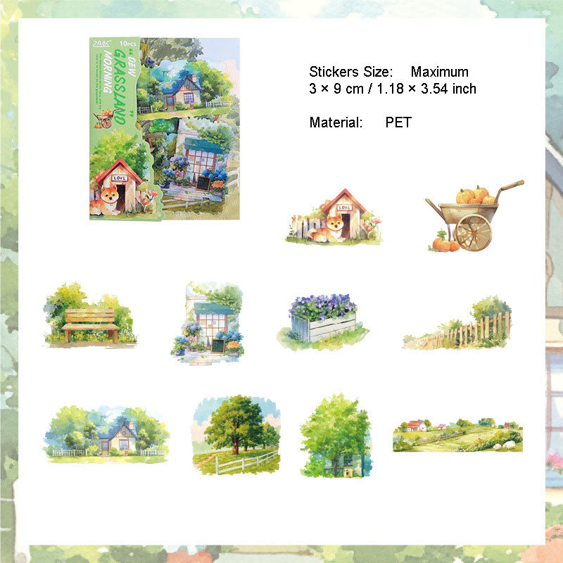 10 Pcs Natural Landscape PET Stickers ZRHJ