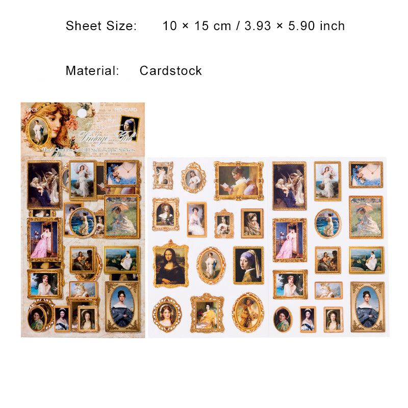 2 Sheets 3D Famous Painting Stickers MHBWG