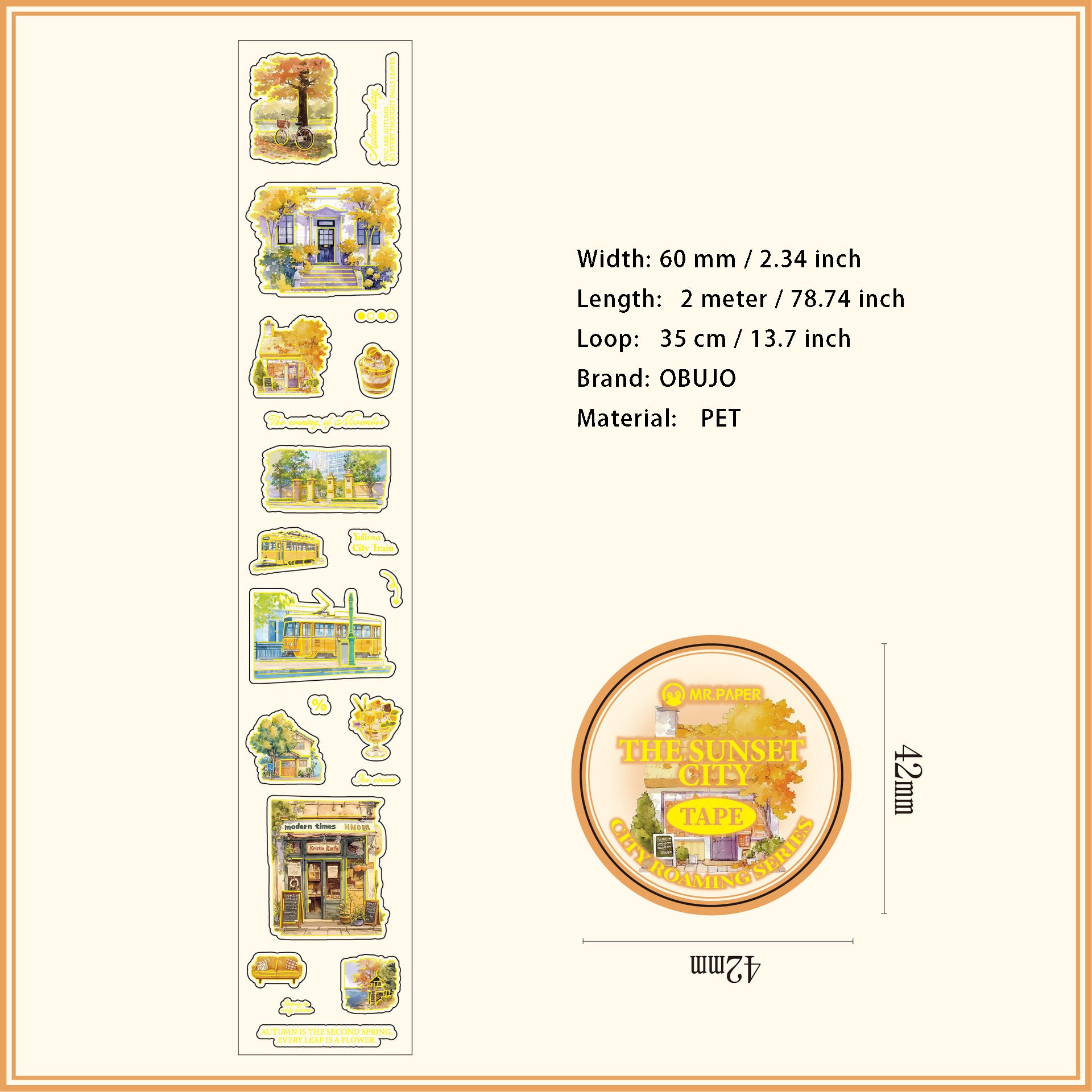 1 Roll Gold Foil Travel Theme PET Stickers Tape CSMYJ