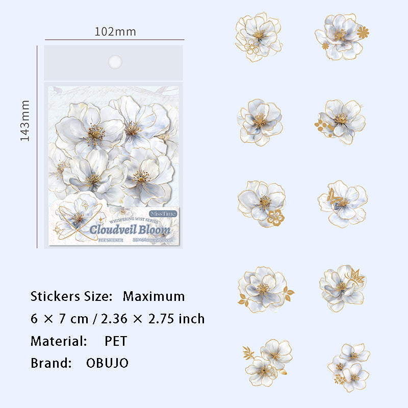20 Pcs Flower Petal PET Stickers HWHY