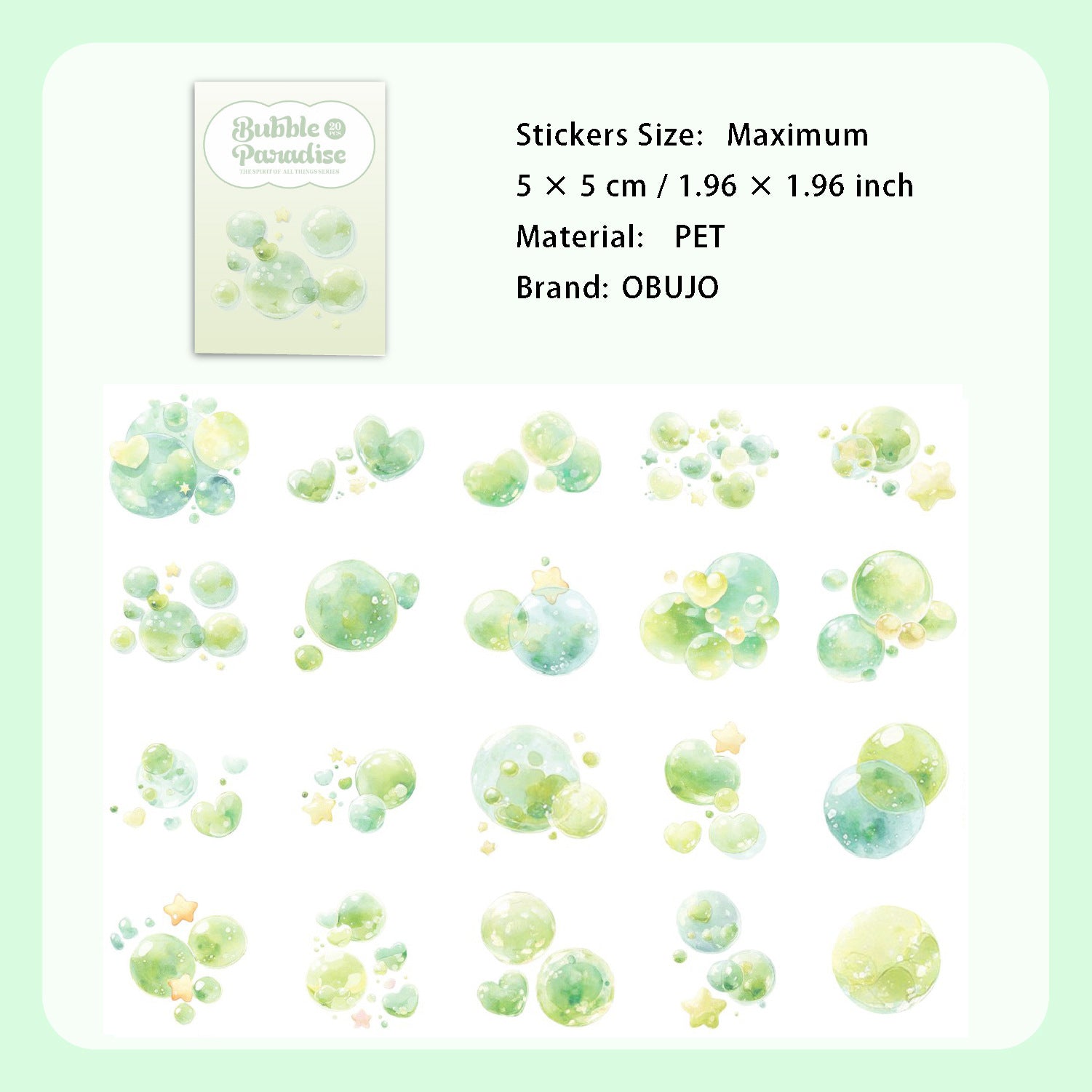20 Pcs Fantasy Bubble PET Stickers MHPP