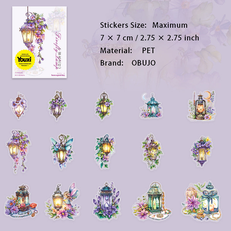 15 Pcs Garden Lamp PET Stickers YHZD