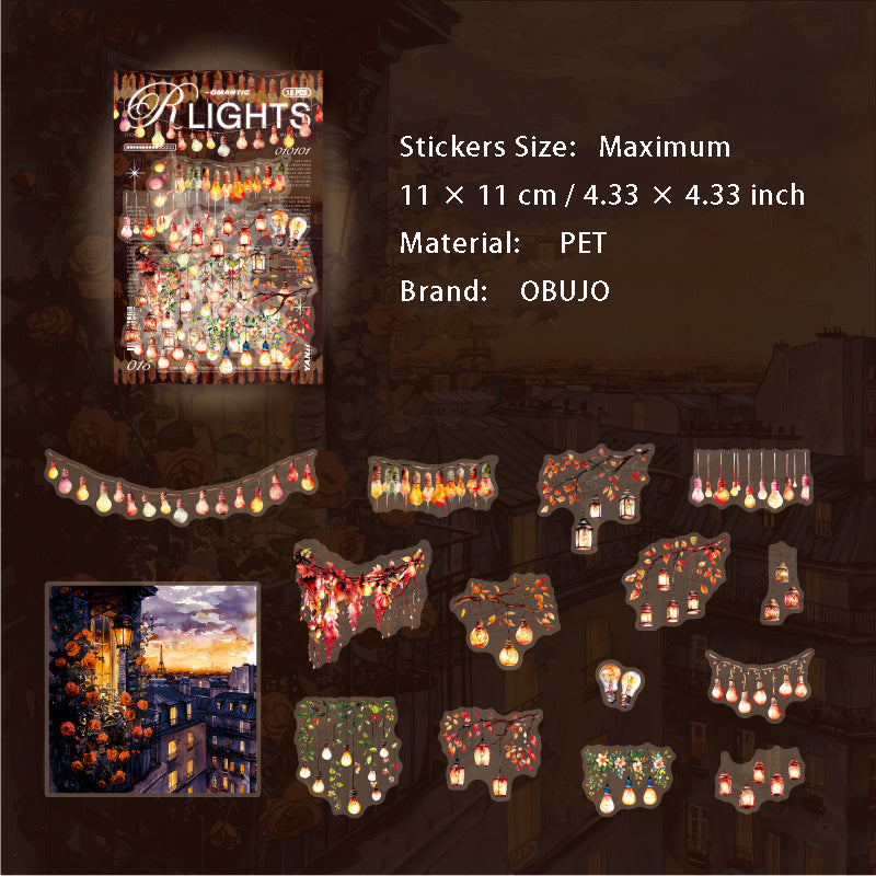 15 Pcs Night Light PET Stickers LMDH