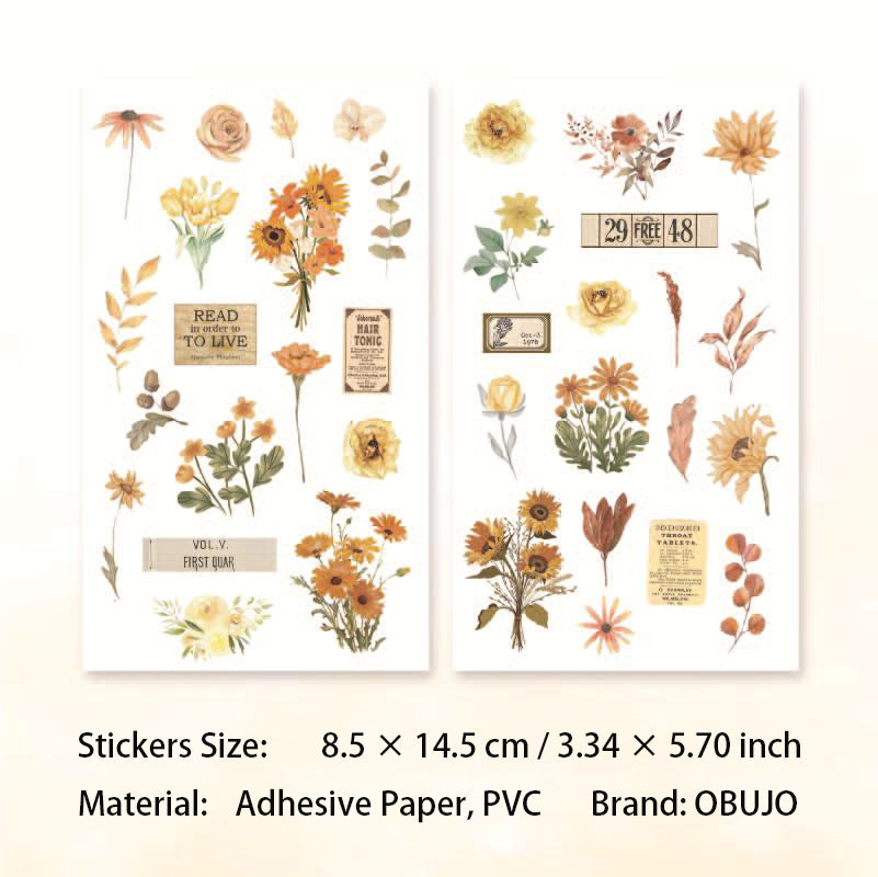 4 Sheets Flower Stickers and Transfer Stickers HJQX