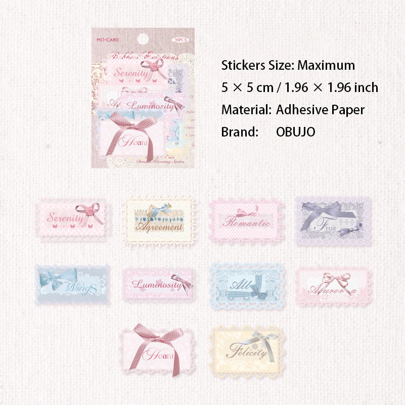 20 Pcs Vintage Lace Label Stickers CWZM