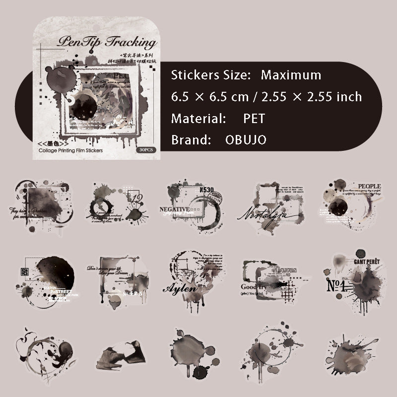 30 Pcs Paint Splash PET Stickers BJXJ