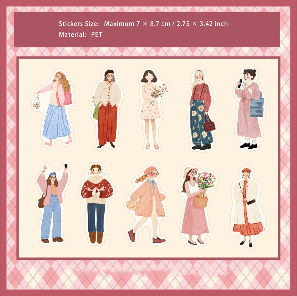 20 Pcs Weekend Girl PET Stickers BRXL