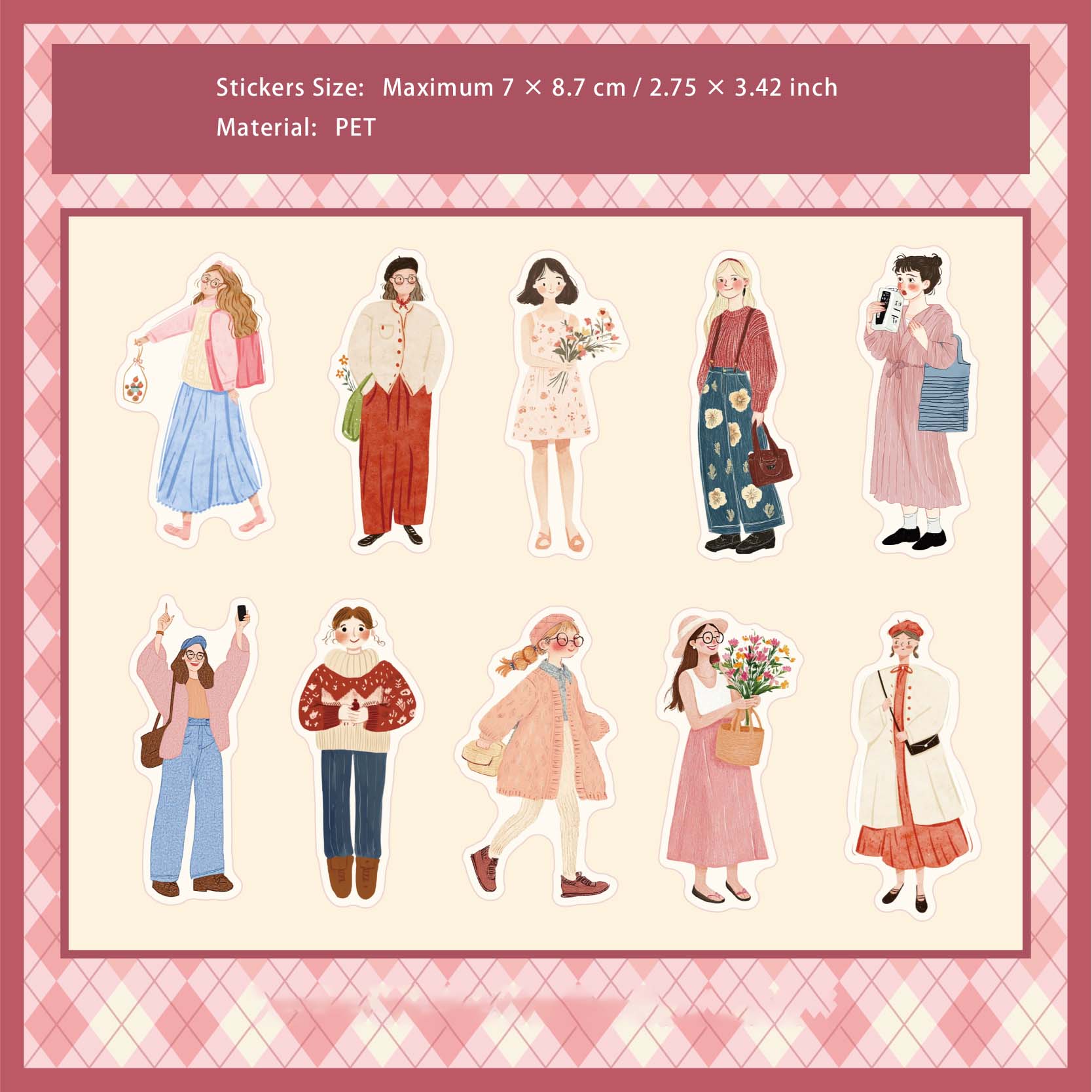 20 Pcs Weekend Girl PET Stickers BRXL