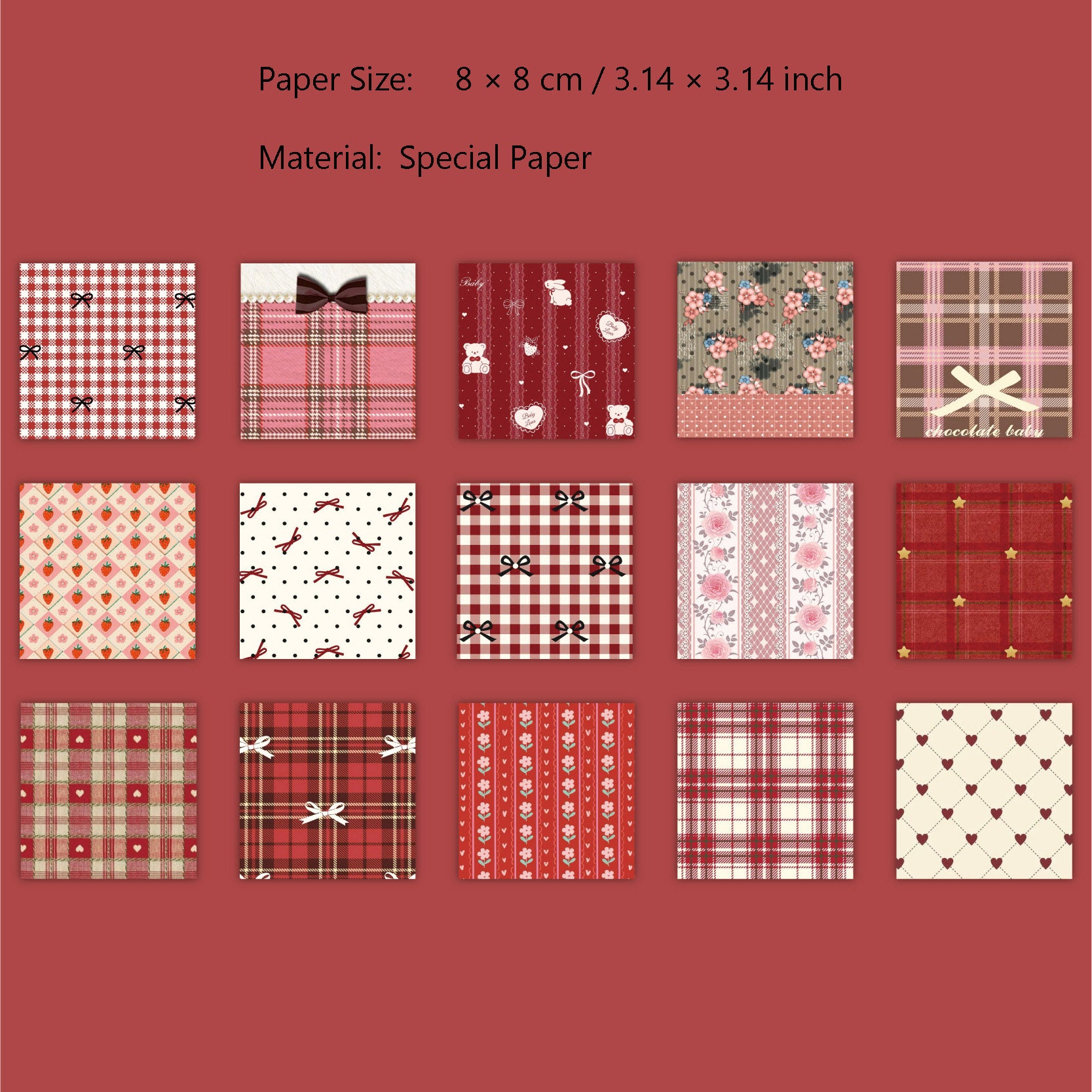30 Pcs Floral Grid Basic Scrapbook Paper BWZX