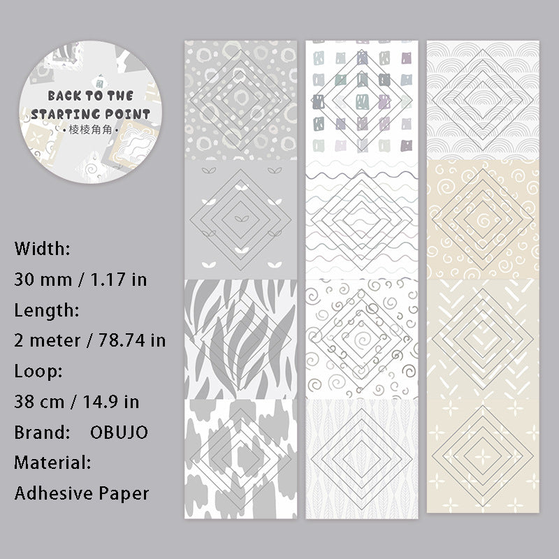 1 Roll Geometry Theme Stickers Tape HDZCQD