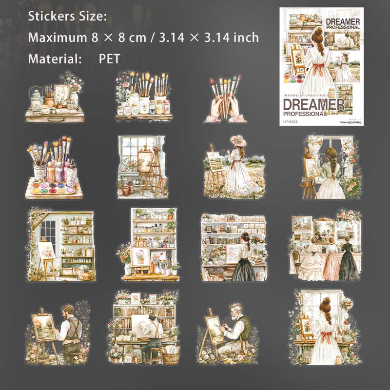 15 Pcs Dream Career PET Stickers ZYMXJ
