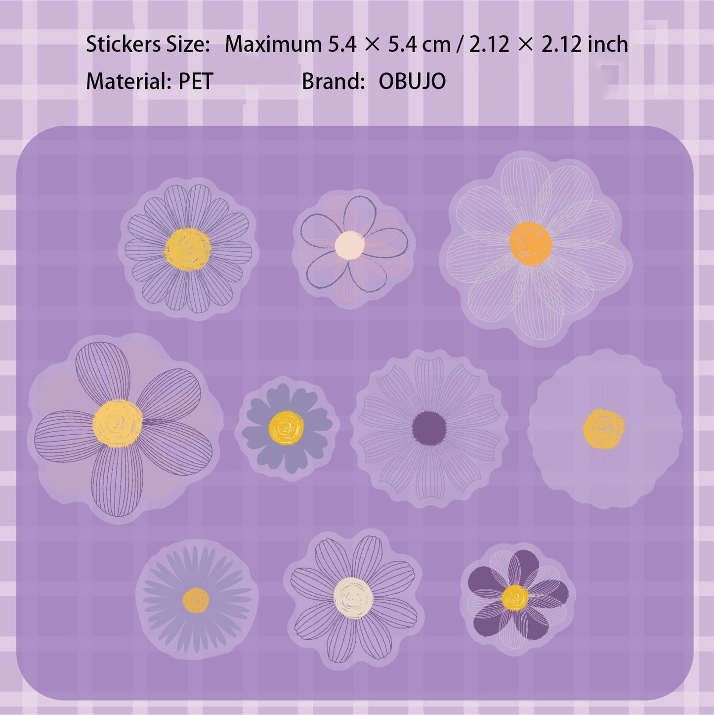 20 Pcs Flower PET Stickers RCXL