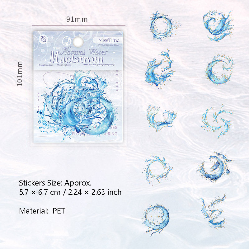 20 Pcs Water Theme PET Stickers ZRSJ