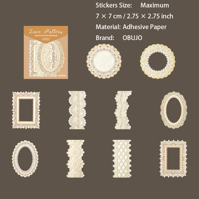 20 Pcs Lace Frame Stickers LSHB