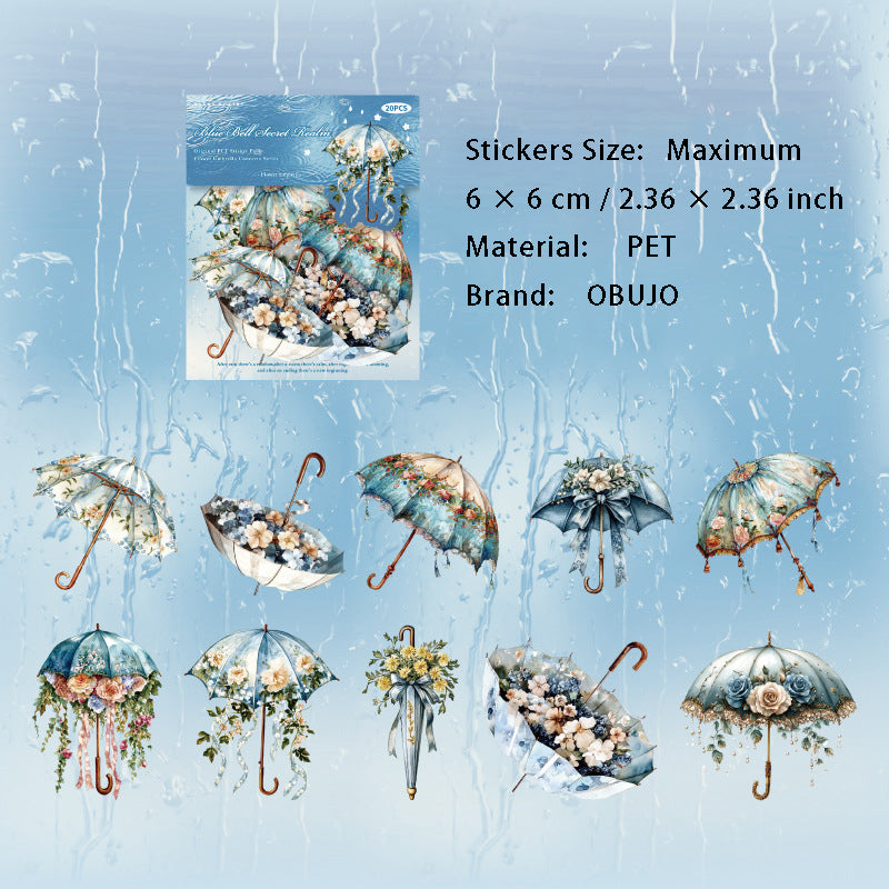 20 Pcs Umbrella Theme PET Stickers HSXZQ