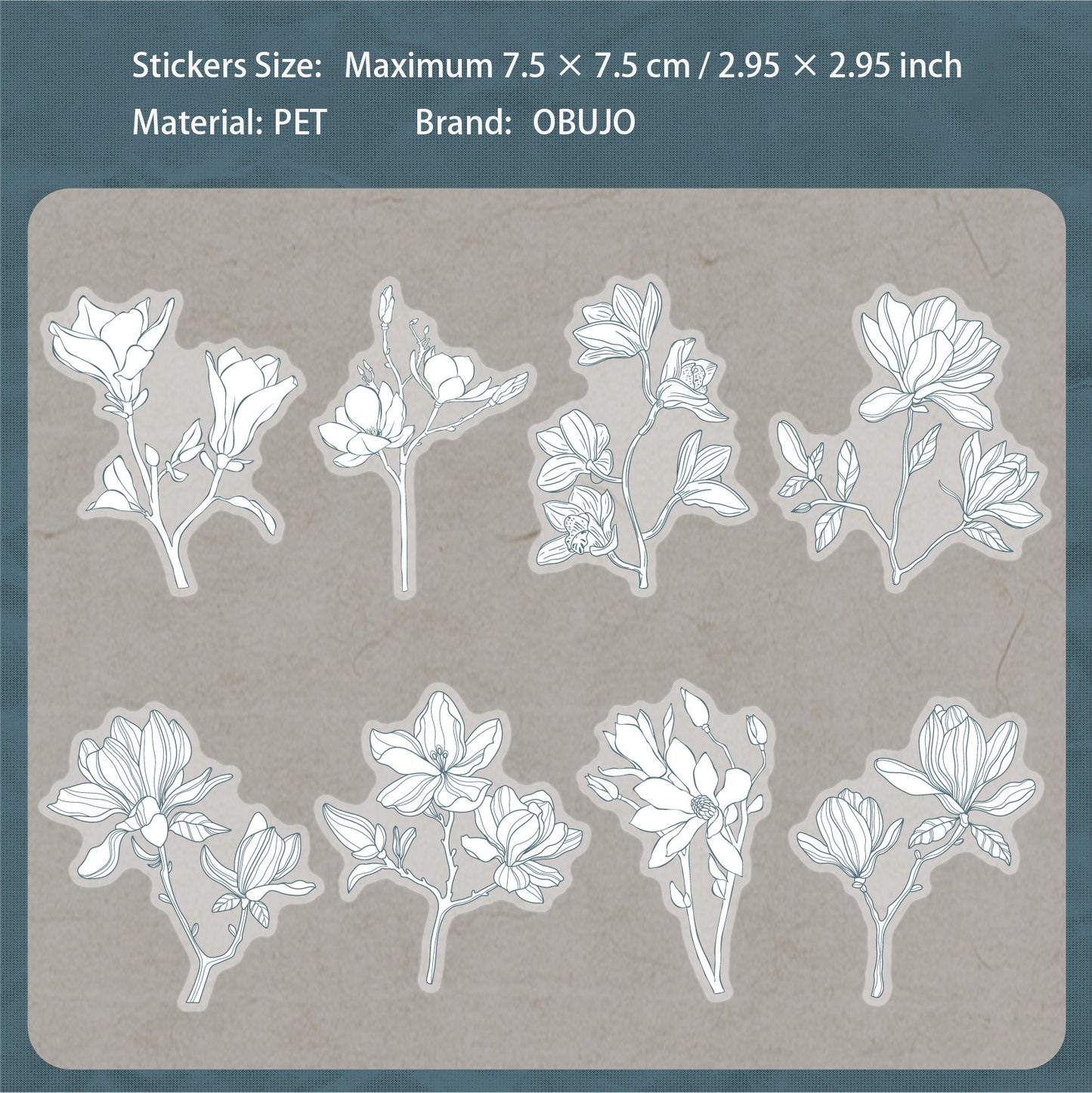 16 Pcs Vintage Flower PET Stickers HRXL