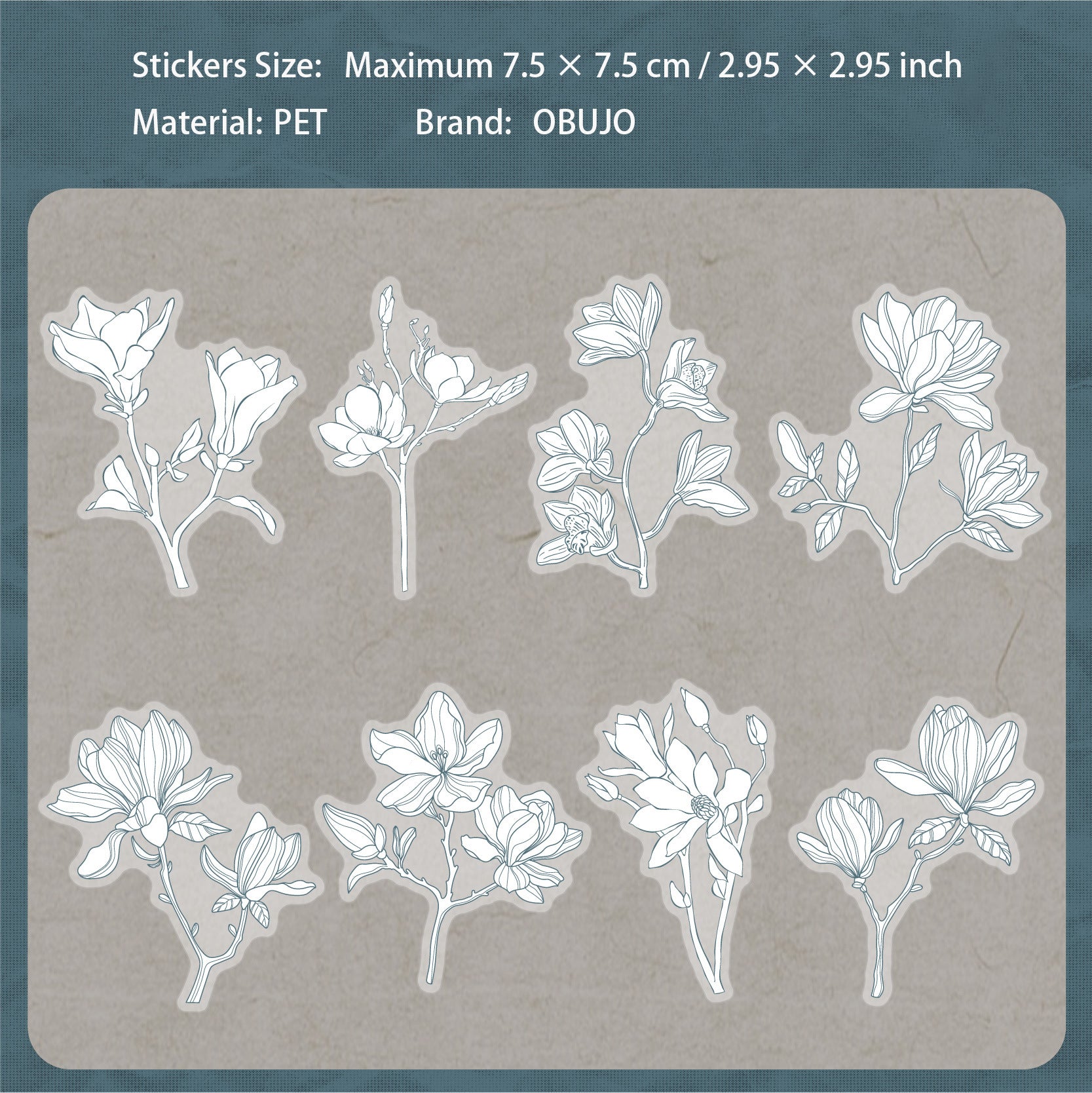 16 Pcs Vintage Flower PET Stickers HRXL