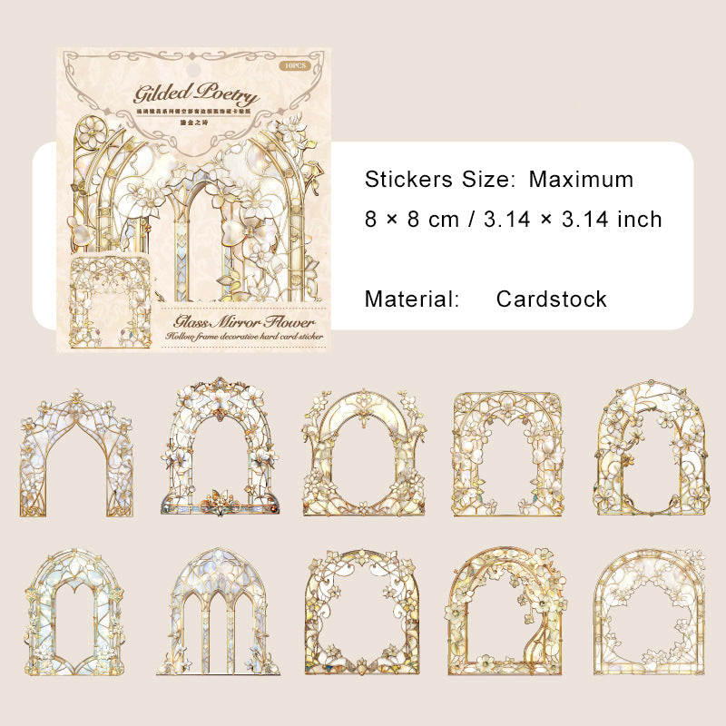 10 Pcs Floral Frame Cardstock Stickers LLJH