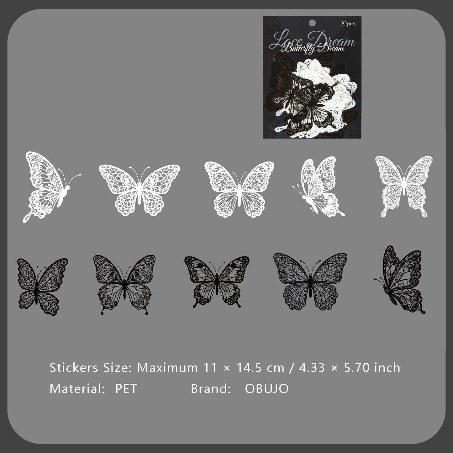 20 Pcs Lace Frame Corner PET Stickers LSQM