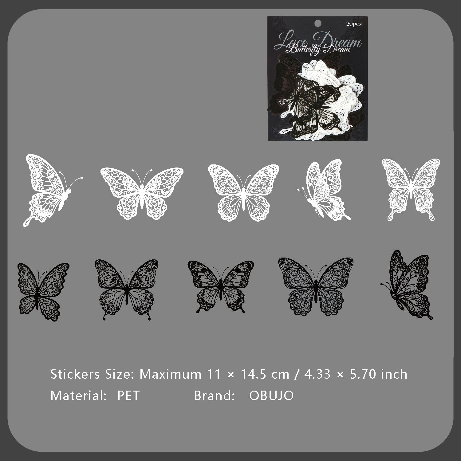 20 Pcs Lace Frame Corner PET Stickers LSQM