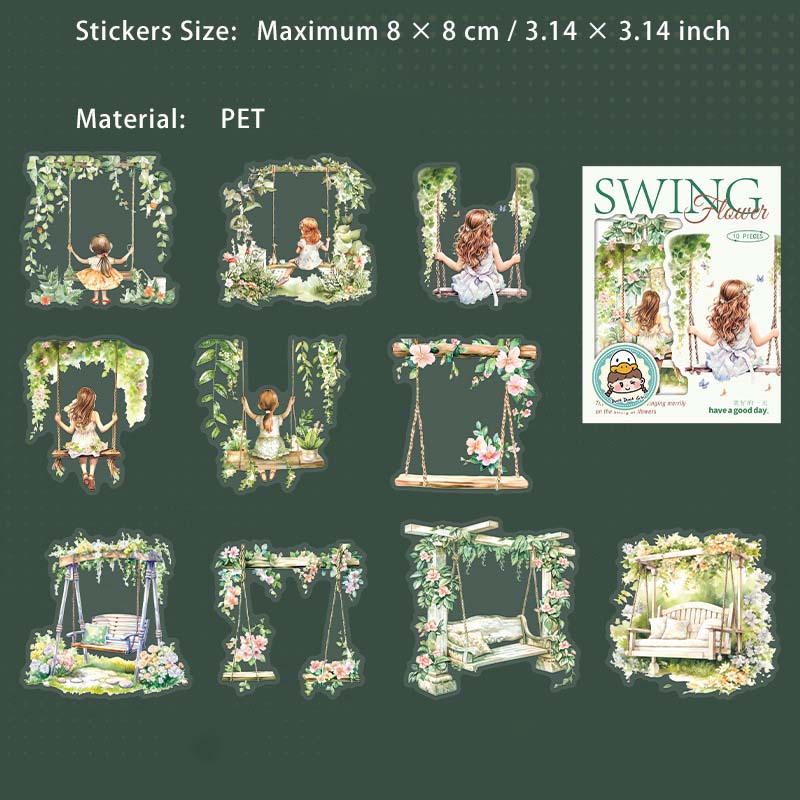 10 Pcs Swing Themed Journal Stickers HYQY