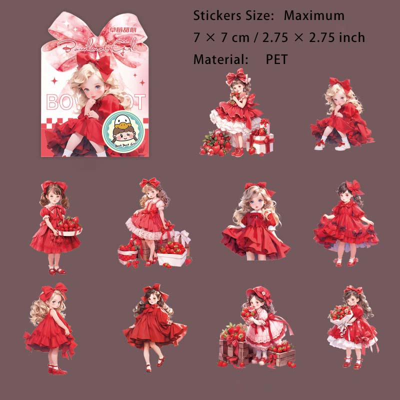 15 Pcs Glitter Bow Girl PET Stickers HDJNH