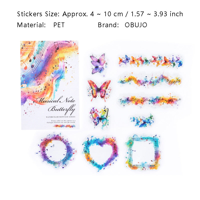 20 Pcs Watercolor Frame PET Stickers SCMTQ