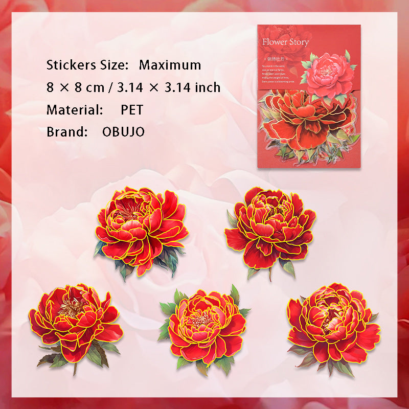 10 Pcs Gold Foil Flower Stickers HJWY