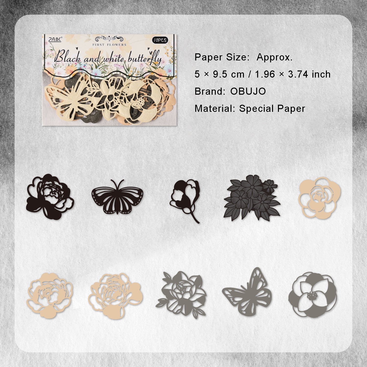 10 Pcs Flower Butterfly Cutout Paper HYQM