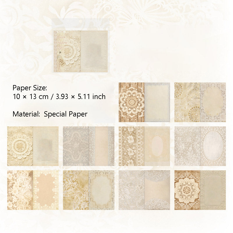 20 Sheets Vintage Lace Scrapbook Paper LSBWG