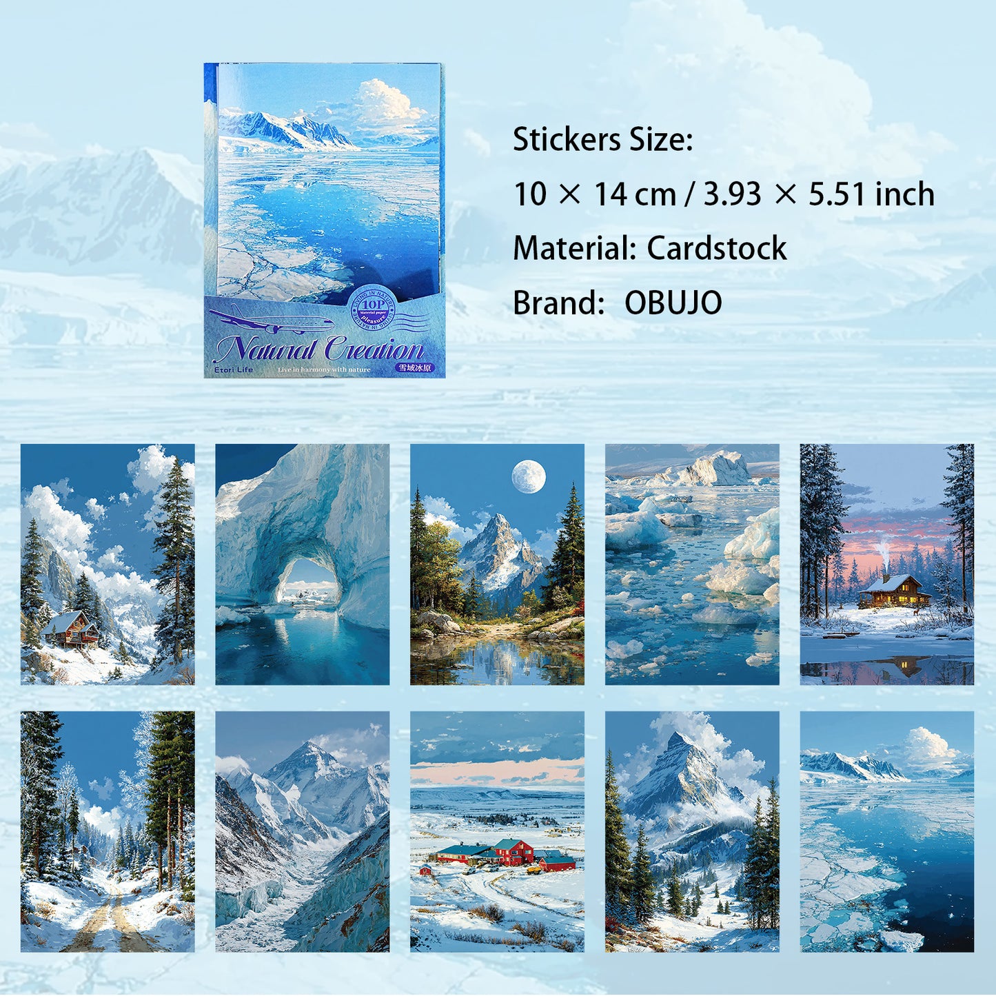 15 Pcs Seasonal Landscape Cardstock Stickers ZRZW