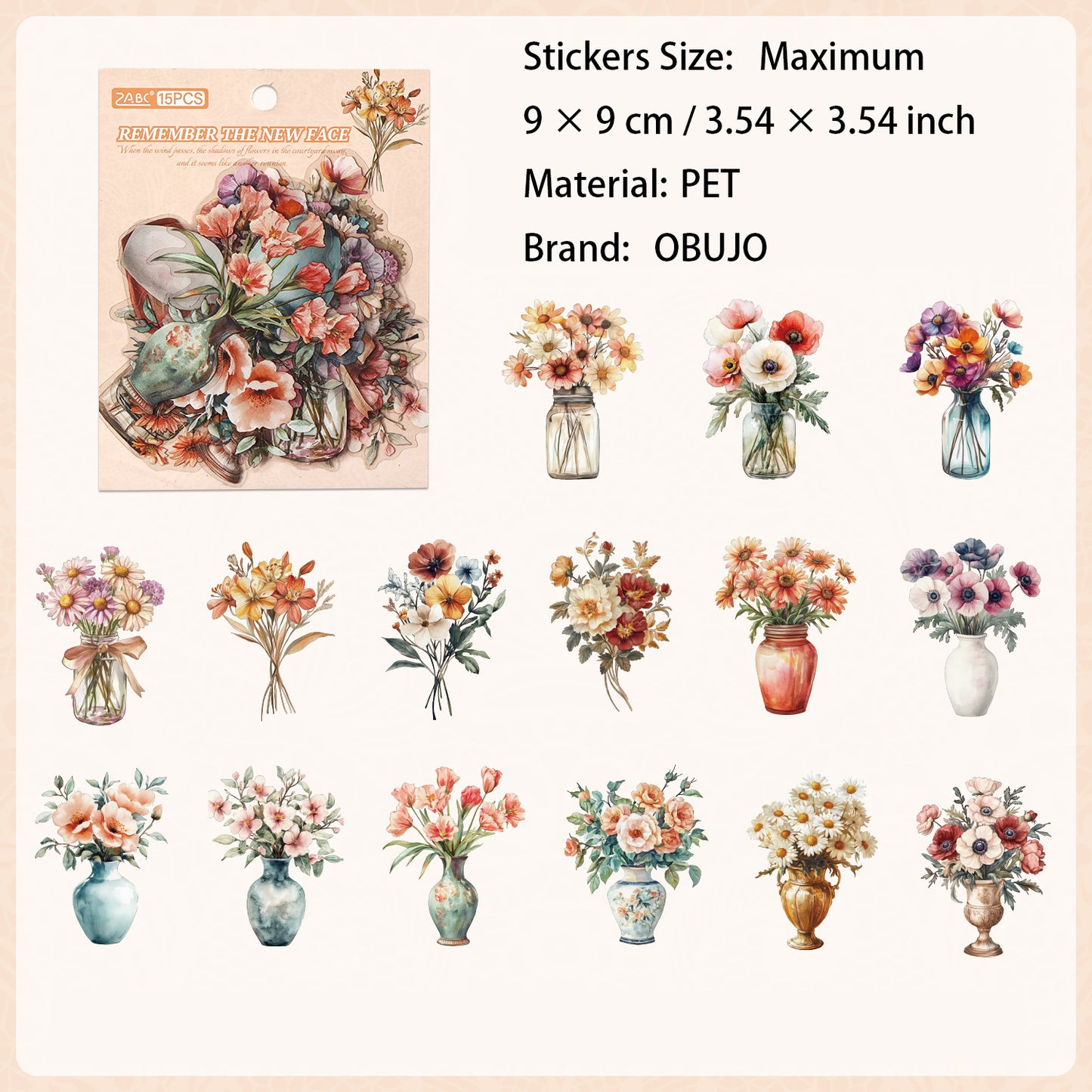 15 Pcs Flowers PET Tape FGHY