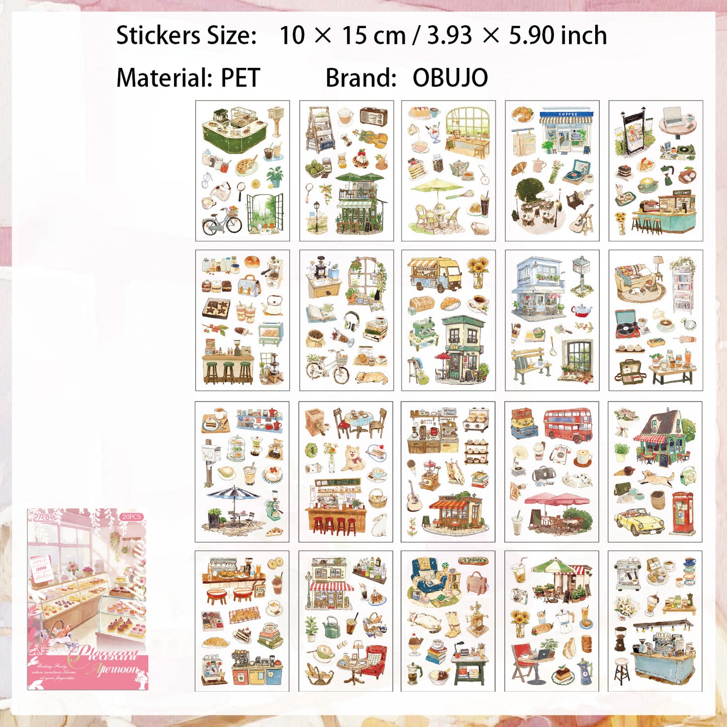 20 Sheets Dinner Time PET Stickers Book MWSG