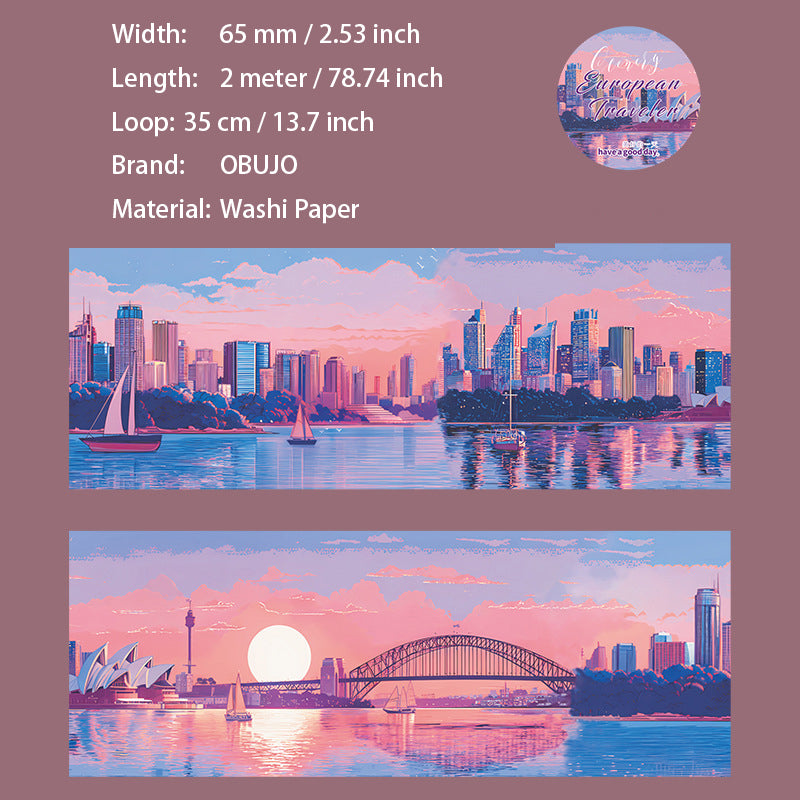 1 Roll Europe Travel Theme Washi Tape OZLR
