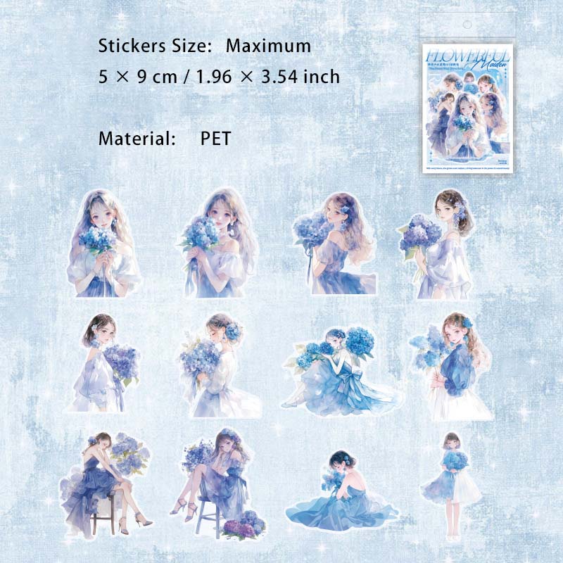 24 Pcs Flower Girl PET Stickers PHSN