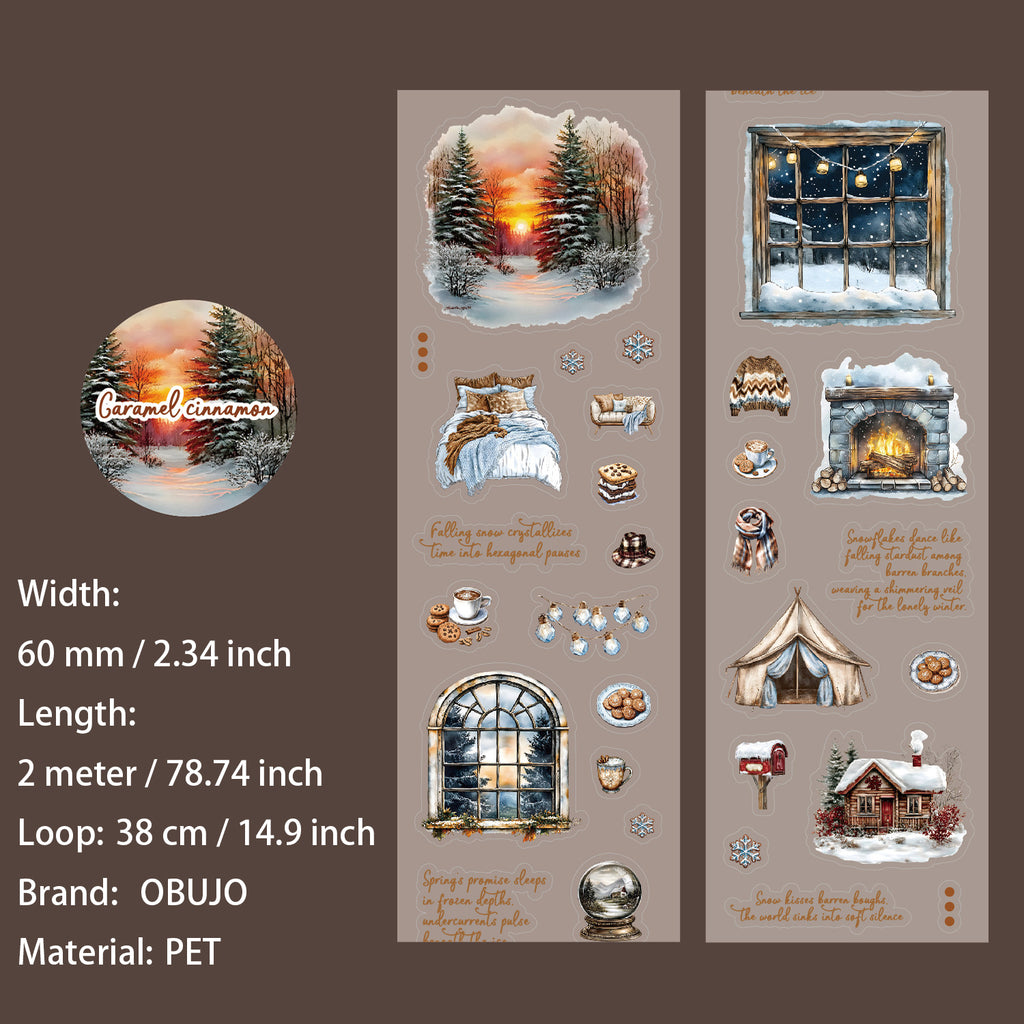 1 Roll Winter Aurora Themed PET Stickers Tape YDCX