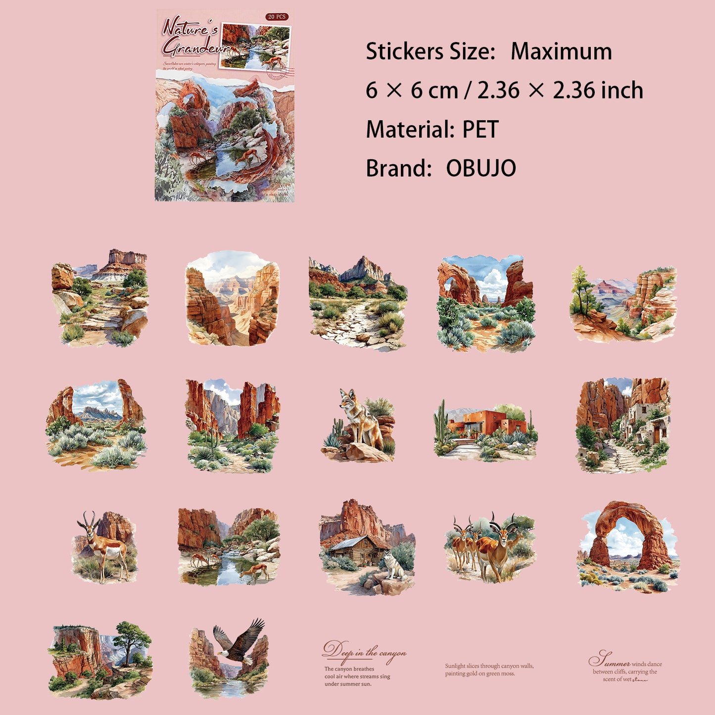 20 Pcs Wild Landscape PET Stickers SHRH