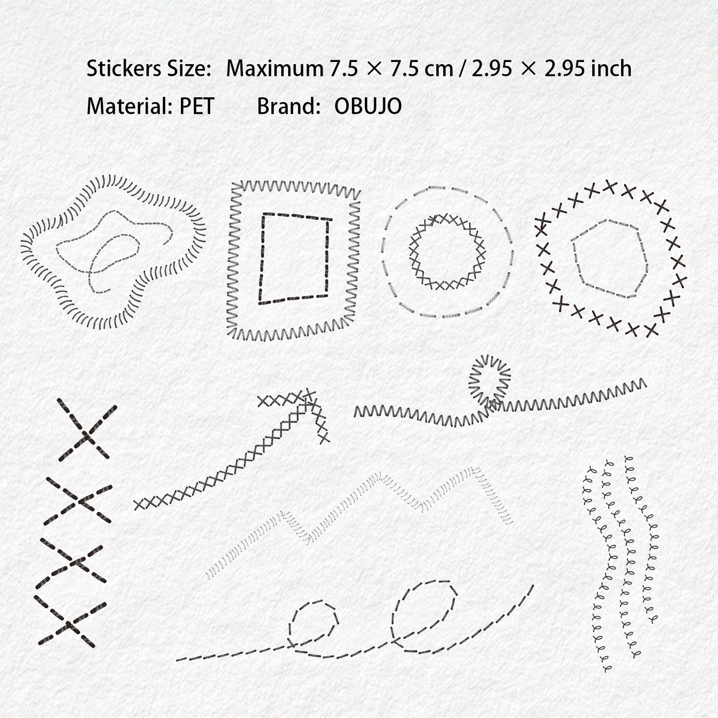 20 Pcs Sewing Patterns PET Stickers XXXL