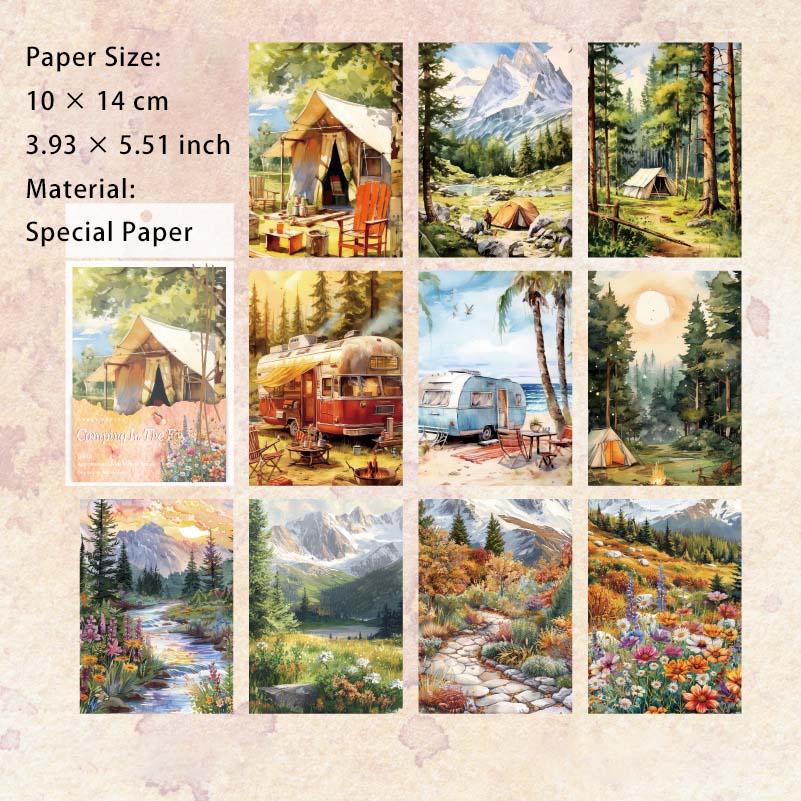 30 Sheests Camping Picnic Scrapbook Paper FYZR
